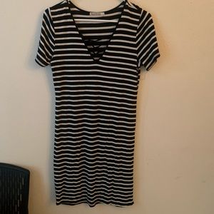 Black and white striped dress. size L